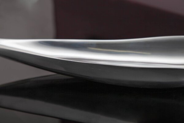 Dekoschale Metall Blatt Design 60 cm lang in Silber