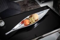 Dekoschale Metall Blatt Design 60 cm lang in Silber