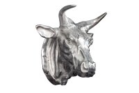 Wanddeko Stierkopf Metall in Silber B: 65 cm...