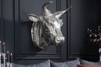 Wanddeko Stierkopf Metall in Silber B: 65 cm...