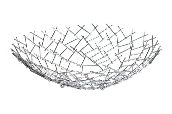 Dekoschale Metall Ø 45 cm Gitter Design in Silber