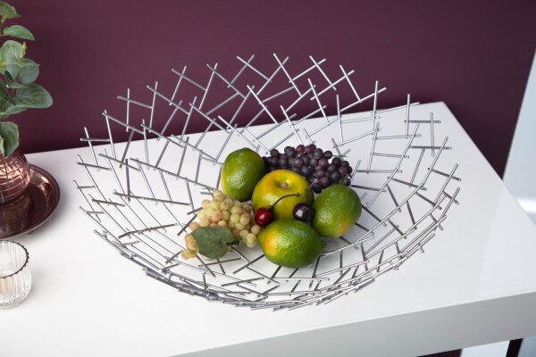 Dekoschale Metall Ø 45 cm Gitter Design in Silber