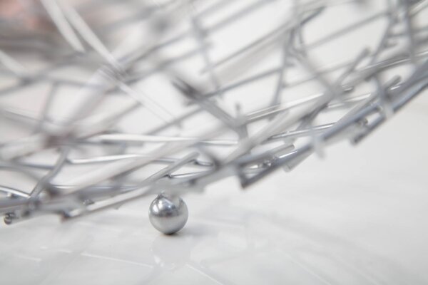 Dekoschale Metall Ø 45 cm Gitter Design in Silber