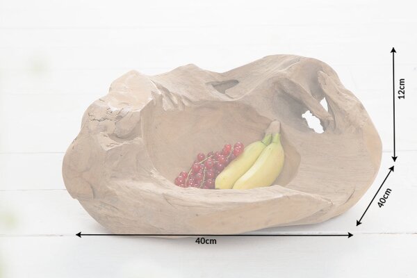Handgefertigte Dekoschale Teakholz B: 40 cm Unikat