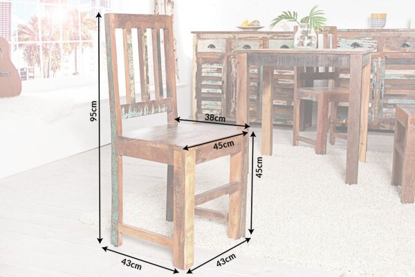 Esszimmerstuhl Holz Bunt Unikat Handarbeit BLANCA