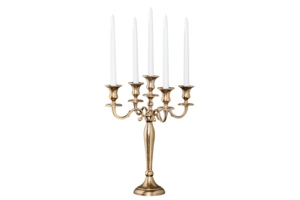 Kerzenhalter für Stabkerzen Metall in Gold H: 40 cm 5-armig