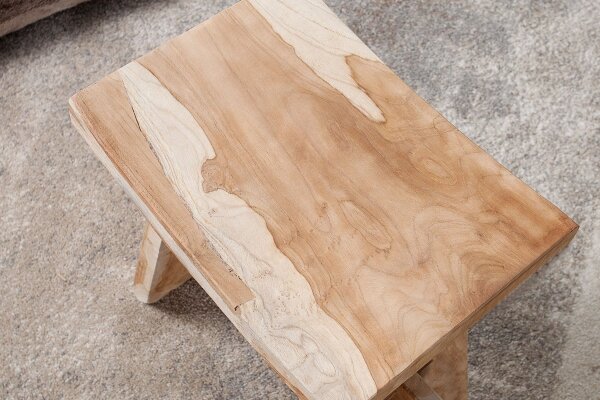 Sitzhocker Teakholz massiv B: 40 cm Landhaus Rustikal