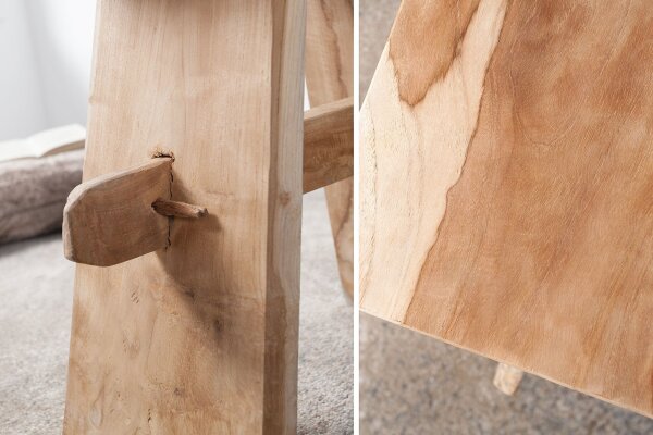 Sitzhocker Teakholz massiv B: 40 cm Landhaus Rustikal