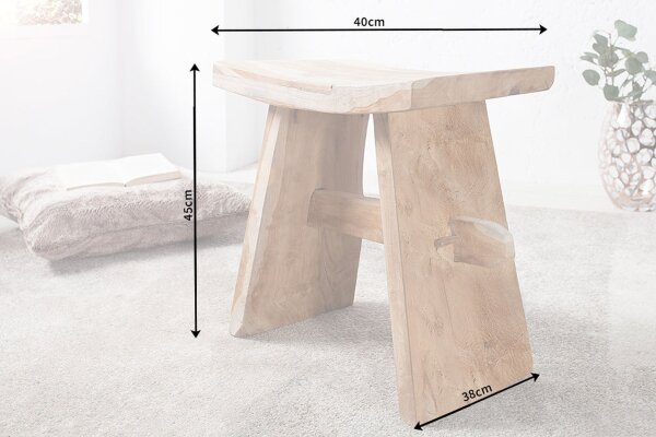 Sitzhocker Teakholz massiv B: 40 cm Landhaus Rustikal