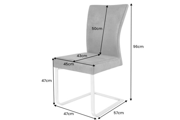 Freischwinger Stuhl Braun Silber Stoff Metall Modern Esszimmer