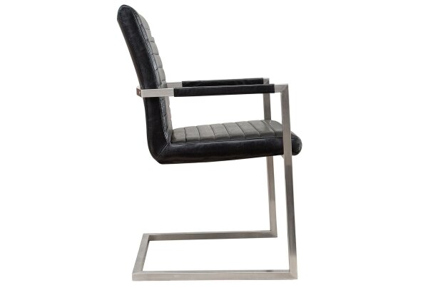 Freischwinger Stuhl Kunstleder Edelstahl Schwarz Chrom