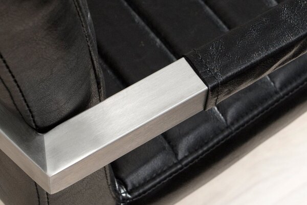 Freischwinger Stuhl Kunstleder Edelstahl Schwarz Chrom