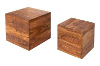 2er Set Beistelltisch Sheesham Holz massiv vielseitig