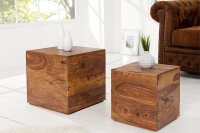2er Set Beistelltisch Sheesham Holz massiv vielseitig