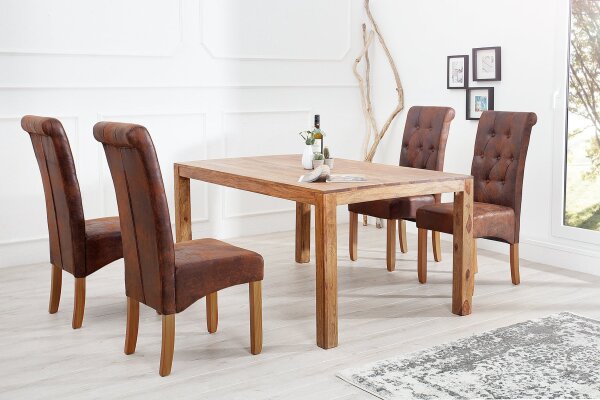 Esstischstuhl ohne Armlehne Braun Kolonialstil Stoff Holz
