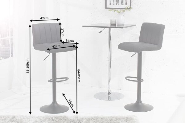 Barhocker höhenverstellbar Grau Schwarz Stoff Metall