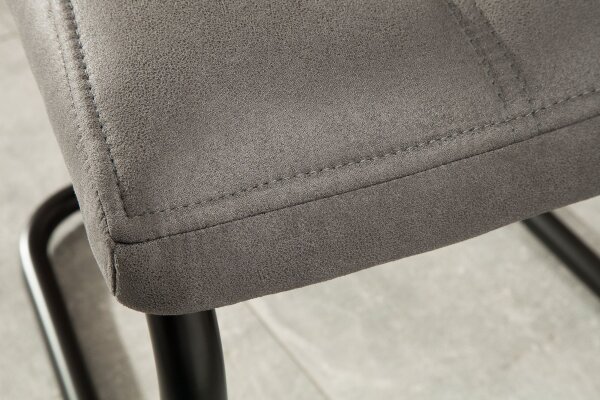 Freischwinger Stuhl Grau Schwarz Stoff Eisen Modern