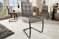 Freischwinger Stuhl Grau Schwarz Stoff Eisen Modern