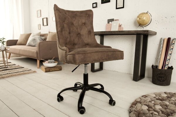 Schreibtischstuhl höhenverstellbar Stoff Metall Chesterfield