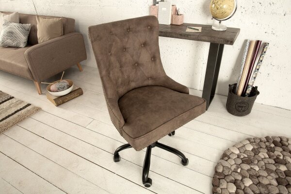 Schreibtischstuhl höhenverstellbar Stoff Metall Chesterfield