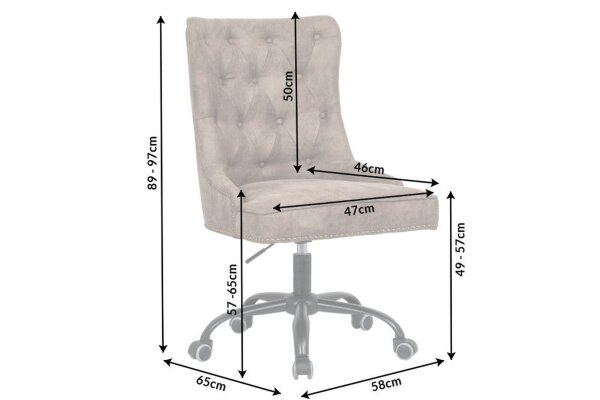 Schreibtischstuhl höhenverstellbar Stoff Metall Chesterfield
