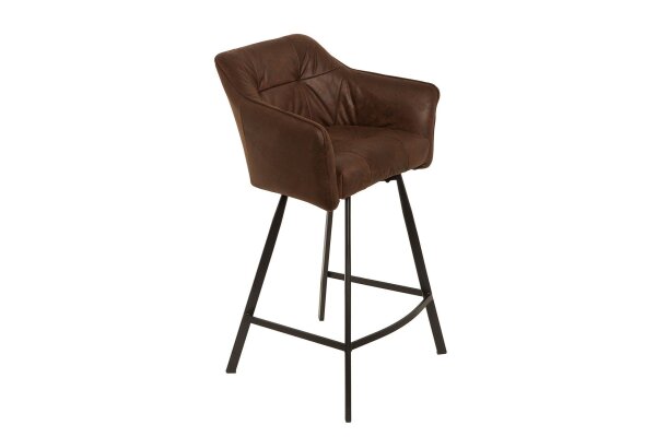 Barhocker Samt Metall Braun antik Schwarz mit Lehne
