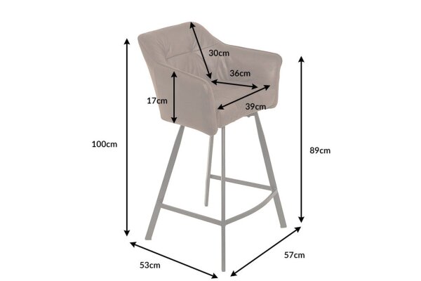 Barhocker Samt Metall Braun antik Schwarz mit Lehne