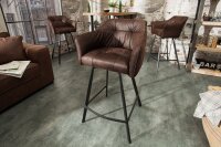 Barhocker Samt Metall Braun antik Schwarz mit Lehne