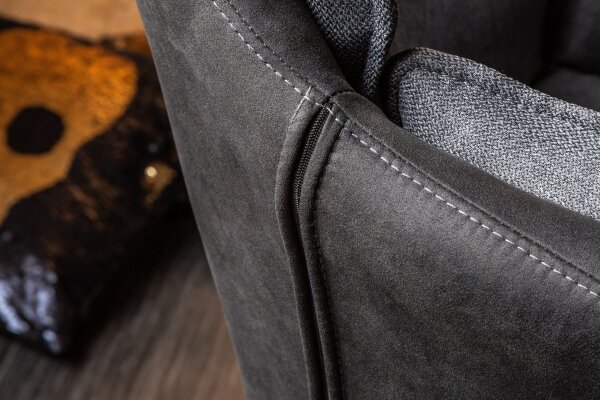 Drehstuhl Anthrazit Schwarz aus Stoff Metall ohne Rollen