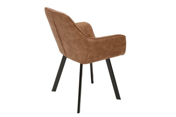 Stuhl Esszimmer Braun Schwarz aus Stoff Metall mit Armlehne