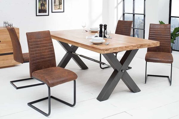 Freischwinger Stuhl Braun Schwarz aus Stoff Metall