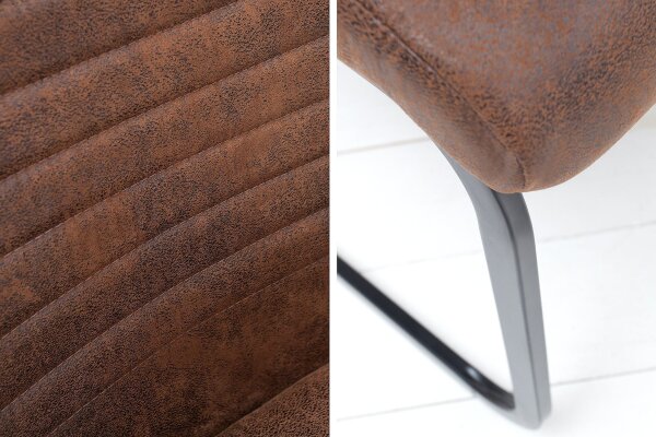 Freischwinger Stuhl Braun Schwarz aus Stoff Metall