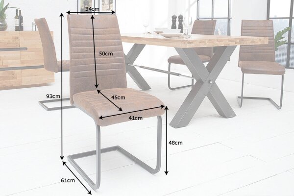 Freischwinger Stuhl Braun Schwarz aus Stoff Metall