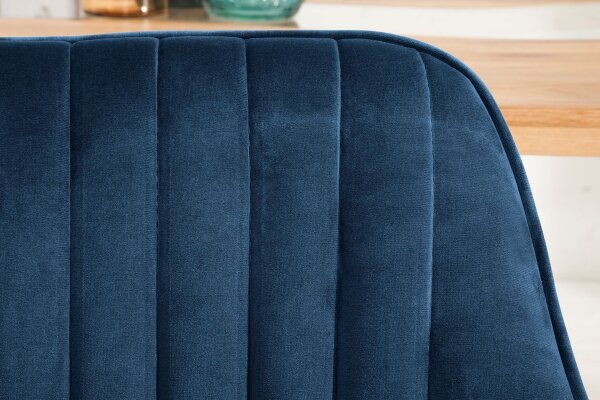 Esszimmerstuhl Samt Metall in Blau Schwarz mit Armlehne