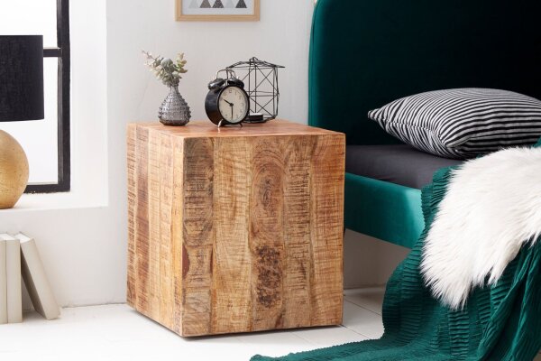 Beistelltisch Mangoholz massiv B: 40 cm mit Rollen vielseitig