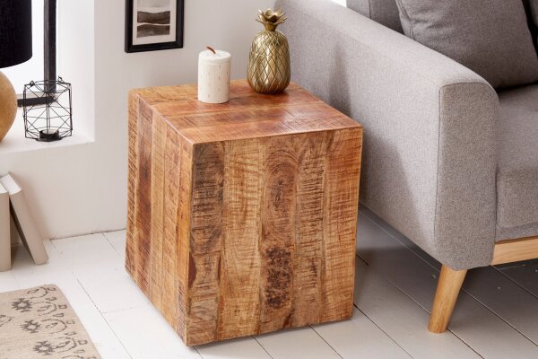 Beistelltisch Mangoholz massiv B: 40 cm mit Rollen vielseitig