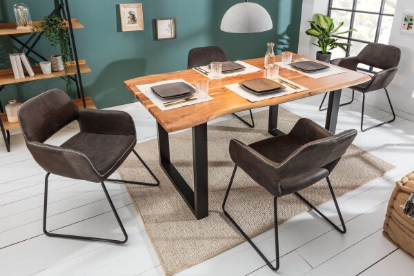 Esszimmerstuhl Bauhaus Design Grau Schwarz aus Stoff Metall