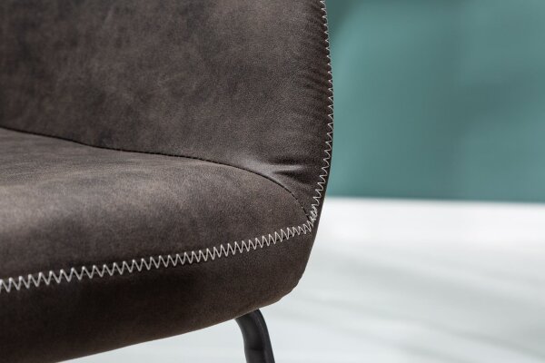 Esszimmerstuhl Bauhaus Design Grau Schwarz aus Stoff Metall