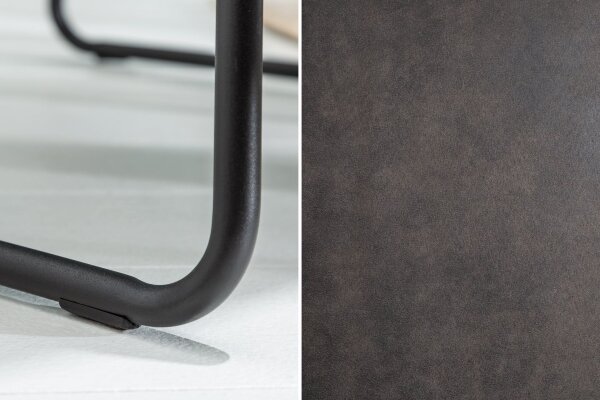 Esszimmerstuhl Bauhaus Design Grau Schwarz aus Stoff Metall