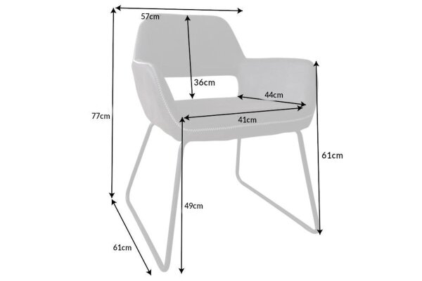 Esszimmerstuhl Bauhaus Design Grau Schwarz aus Stoff Metall