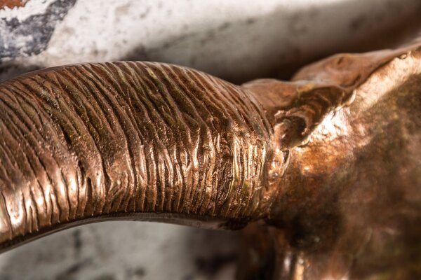 Wanddeko Schädel Stier aus Metall Handarbeit in Kupfer B: 70cm