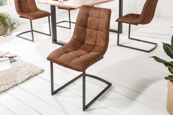Schwingstuhl Esszimmer Braun Schwarz aus Stoff Metall