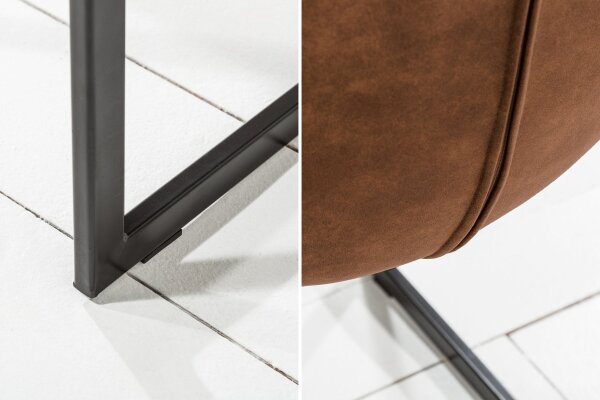 Schwingstuhl Esszimmer Braun Schwarz aus Stoff Metall