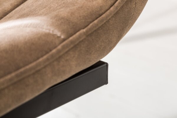 Freischwinger Stuhl Beige Schwarz aus Stoff Metall