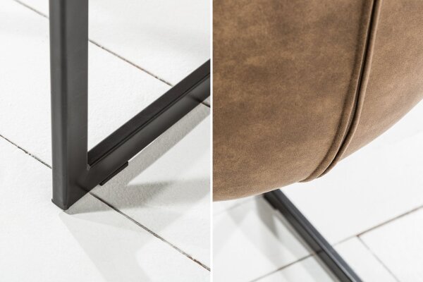 Freischwinger Stuhl Beige Schwarz aus Stoff Metall