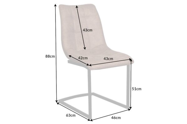 Freischwinger Stuhl Beige Schwarz aus Stoff Metall