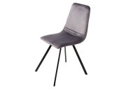 Esszimmerstuhl Samt Metall in Grau Schwarz Retro