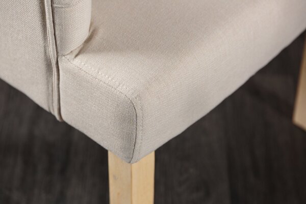 Esszimmerstuhl Beige Stoff Holz Chesterfield mir Armlehne