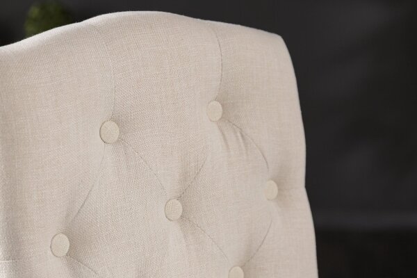 Esszimmerstuhl Beige Stoff Holz ohne Armlehne Chesterfield