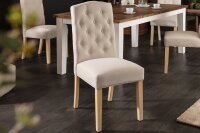 Esszimmerstuhl Beige Stoff Holz ohne Armlehne Chesterfield